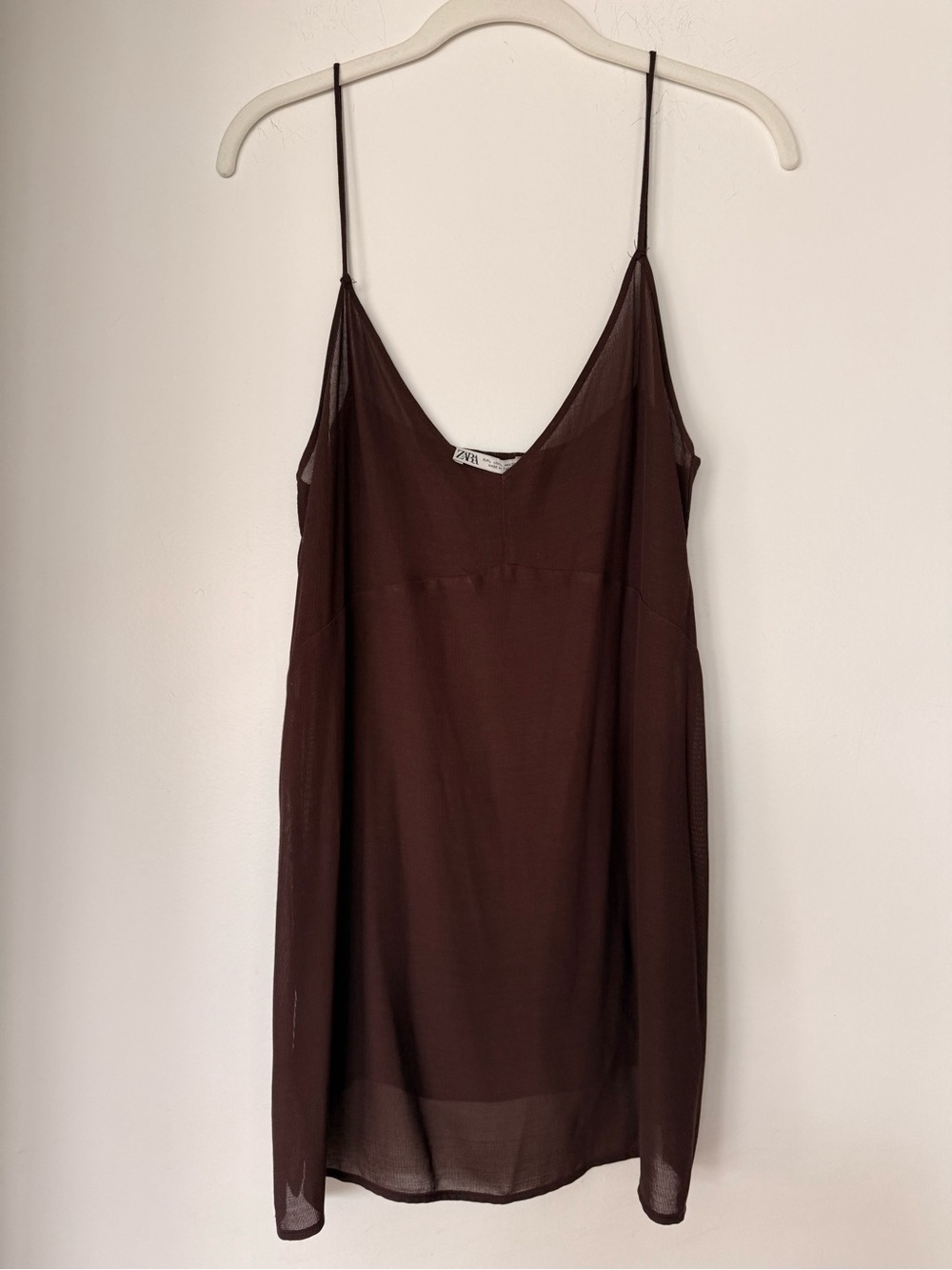 Zara Chocolate Brown Top with Thin Straps
